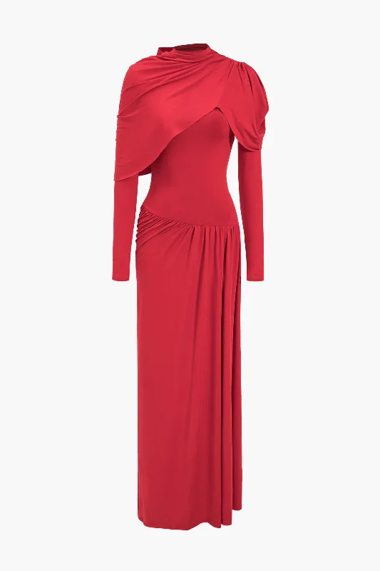 Uncover unique pieces for your perfect wardrobe   Ruched Long Sleeve Maxi Dress