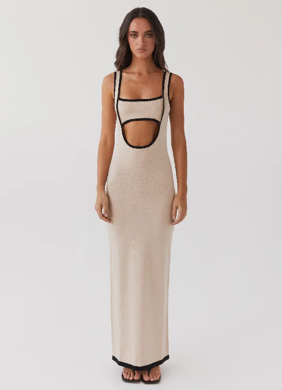 Cozy women’s clothing for the colder months   Lost In Paris Knit Maxi Dress - Tapioca