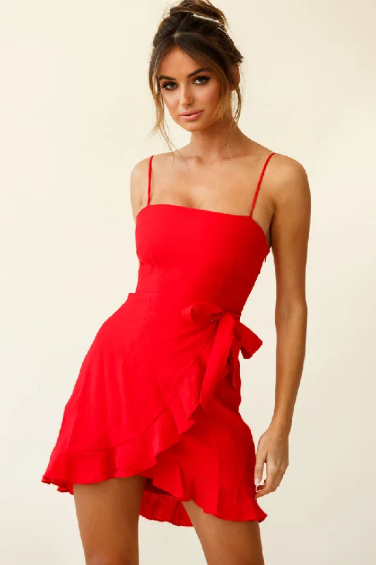 Stylish and comfortable outfits for women   Pepita Cami Strap Wrap Dress Red