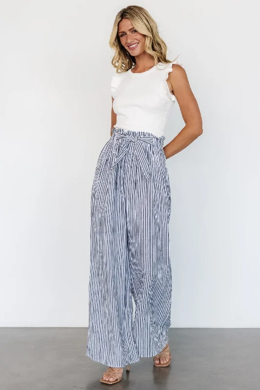 Everyday essentials for a stylish wardrobe   Delphi Wide Leg Pants | Navy Stripe