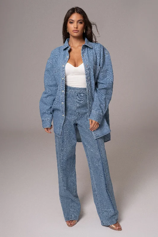 Fashionable, yet affordable women’s apparel   Medium Wash Stay Sharp Denim Trouser