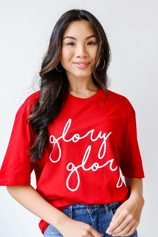 Women’s clothing to inspire confidence and beauty   Red Glory Glory Script Tee