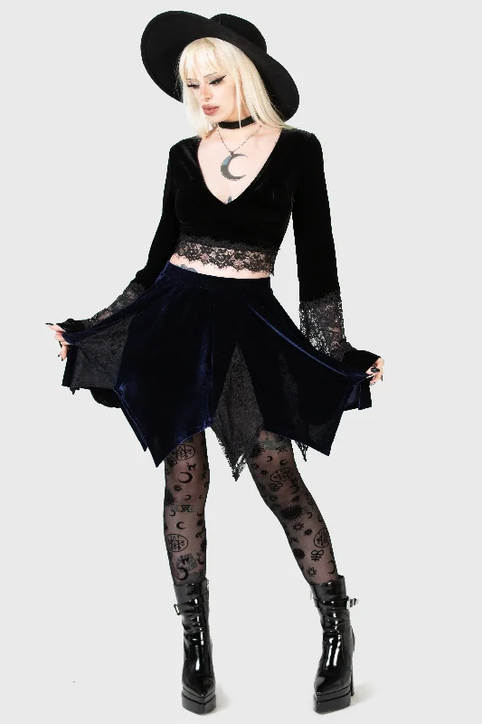 Fashionable clothing to fit every body type   Lester Velvet Mini Skirt [BLUE]