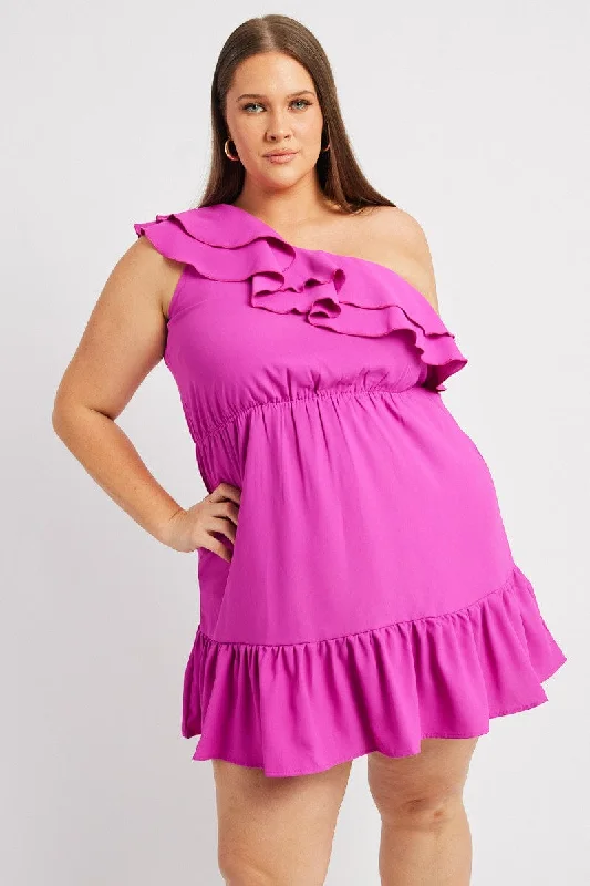 Elevate your style with fashionable women’s clothing Pink Frill One Shoulder Minidress Elevate your style with fashionable women’s clothing Pink Frill One Shoulder Minidress
