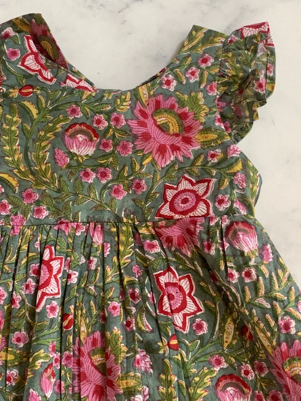 Fashion-forward women’s clothing on a budget   Green and Pink Indian Cotton Dress